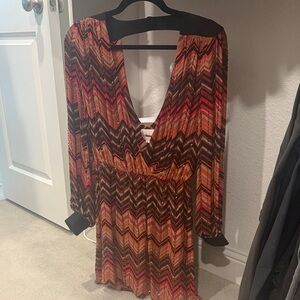 Parker Multicolor Chevron Long Sleeve Dress